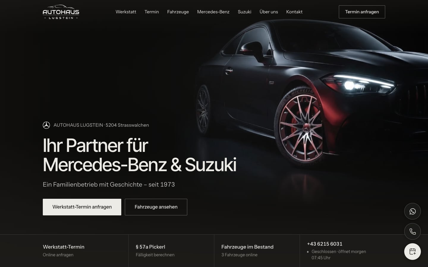 Homepage of the website of Autohaus Lugstein in Straßwalchen