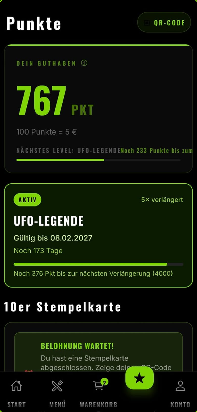 UFO51 App: Treuepunkte und Stempelkarte